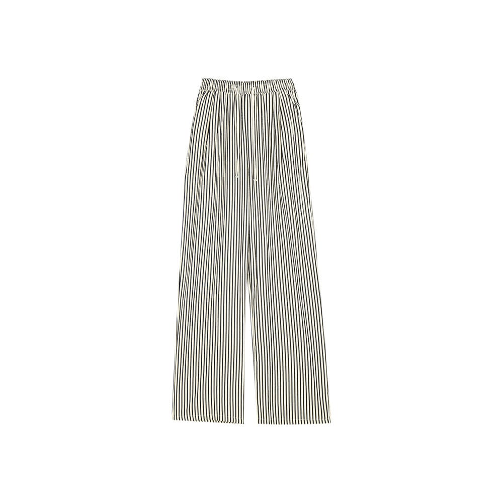 Striped Elastic Waist Pants - Sofia Romano