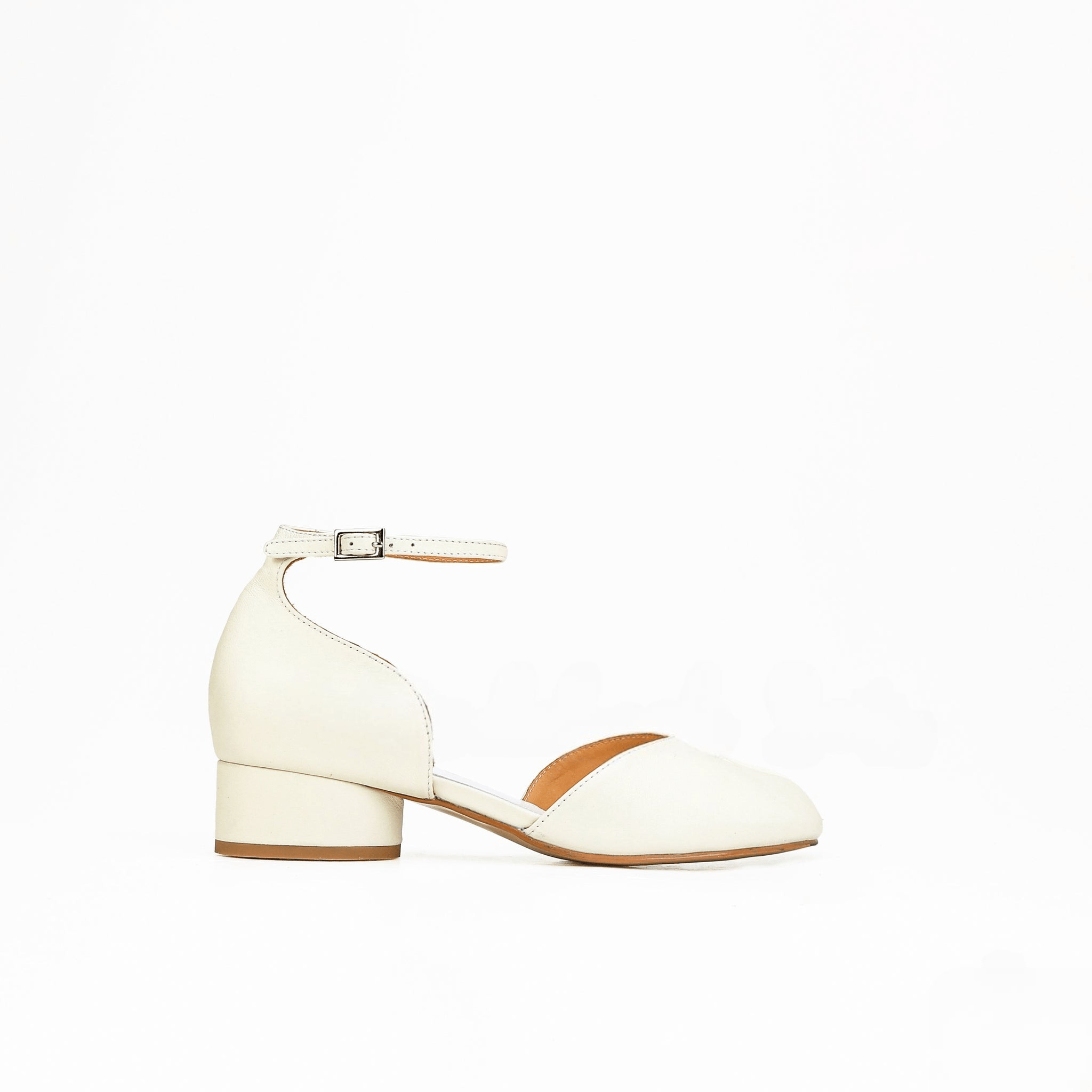 White Leather Strap Summer Sandals - Sofia Romano