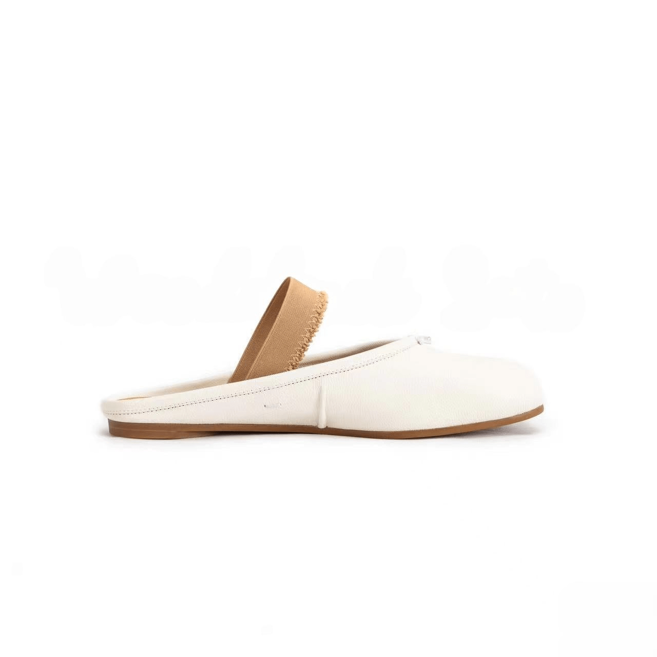 White Leather Tabi Ballerina Mules - Sofia Romano