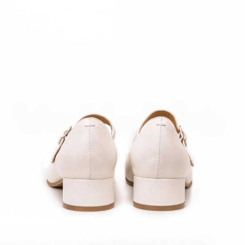 White Leather Tabi Mary Jane Pumps - Sofia Romano