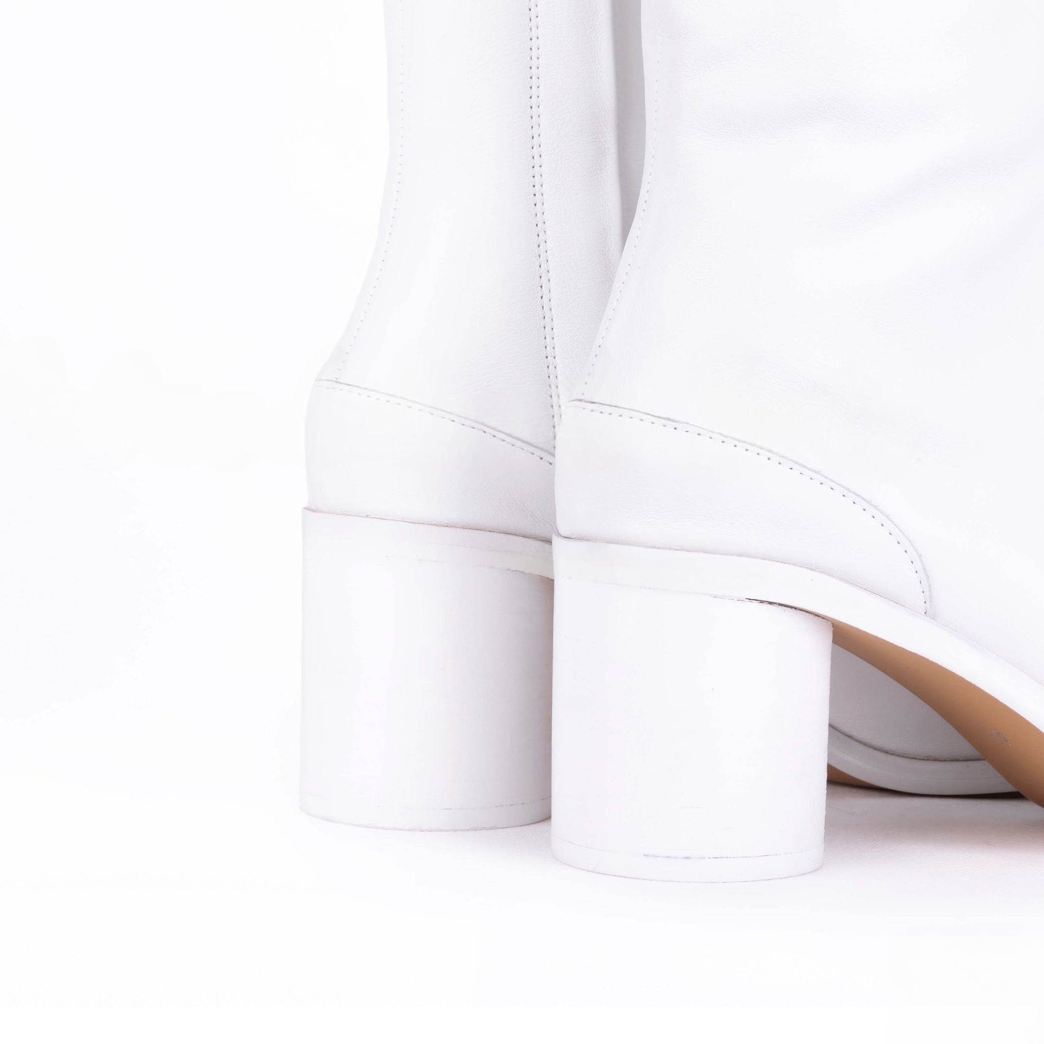 White Tabi Split - Toe Leather Boots - Sofia Romano