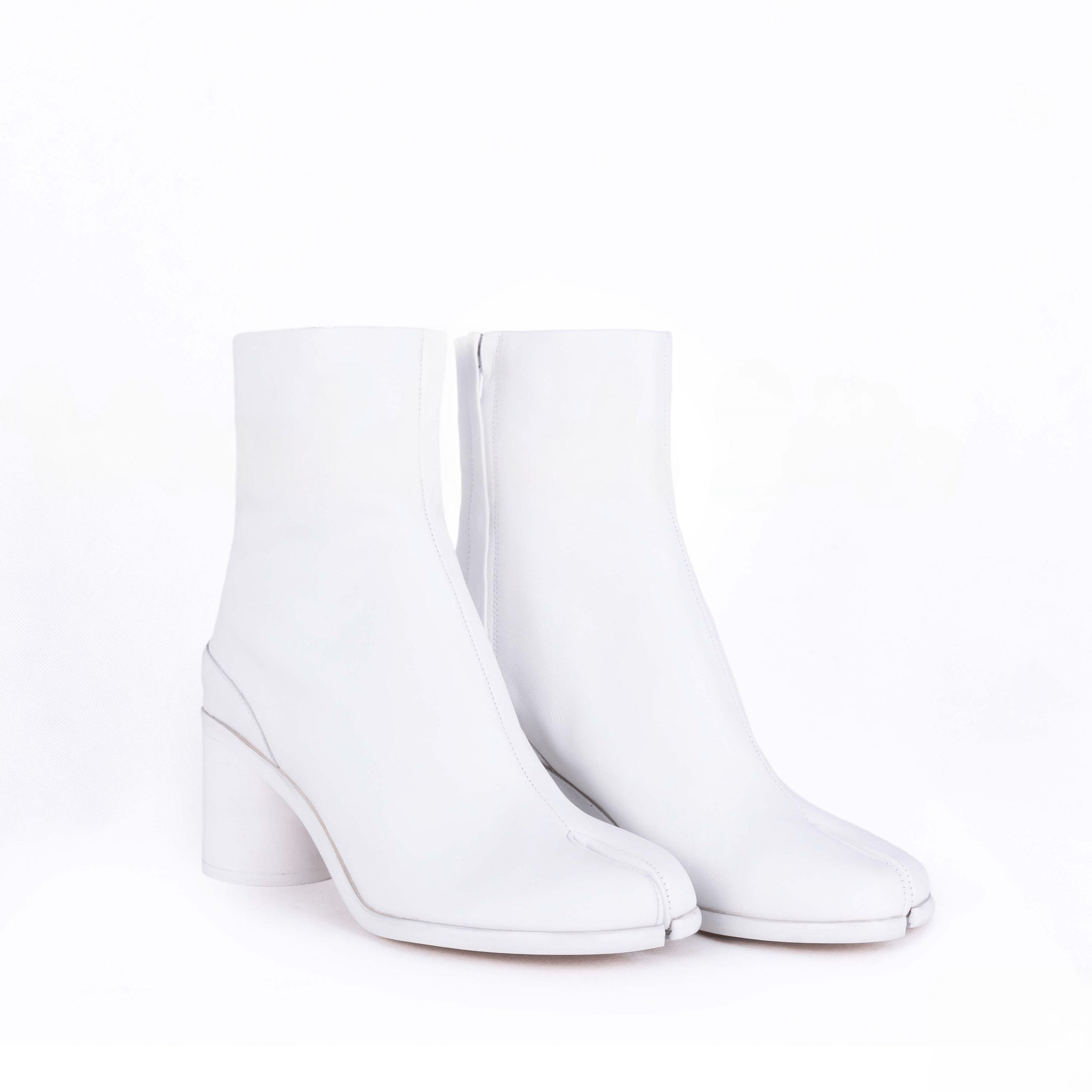 White Tabi Split - Toe Leather Boots - Sofia Romano