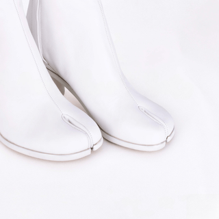 White Tabi Split - Toe Leather Boots - Sofia Romano