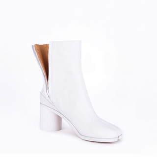 White Tabi Split - Toe Leather Boots - Sofia Romano