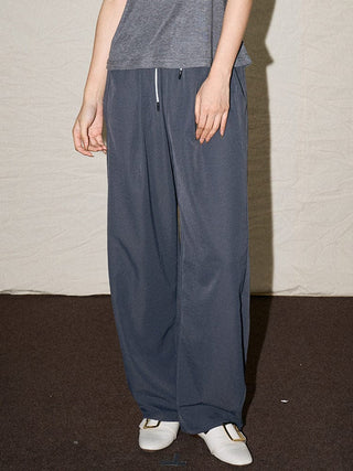 Wide - Leg Drawstring Casual Pants - Sofia Romano