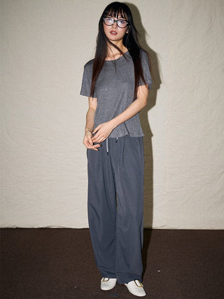 Wide - Leg Drawstring Casual Pants - Sofia Romano